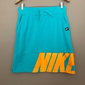 {Nike Air} French Terry Big Logo Skirt in Teal - Girls XL